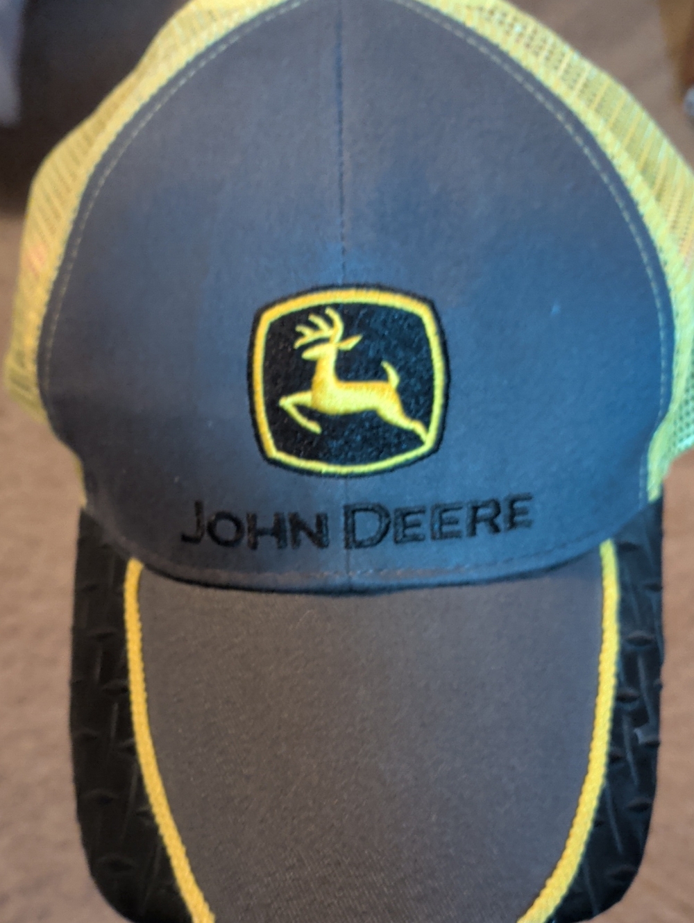 John Deere Gray Cap with Yellow Logo and Mesh Backing